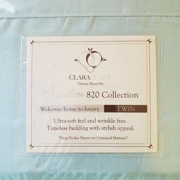Clara Clark Deluxe Sheet Sets 820 Collection Twin 3 Piece Light Blue Micro fiber - Picture 2 of 4